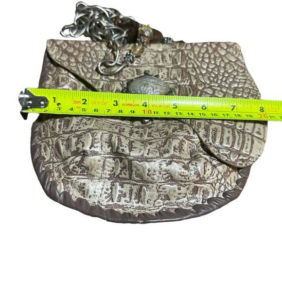 Maya Evangelista Handmade Alligator Leather Bag with Stone & Chain Detail - Picture 11 of 13